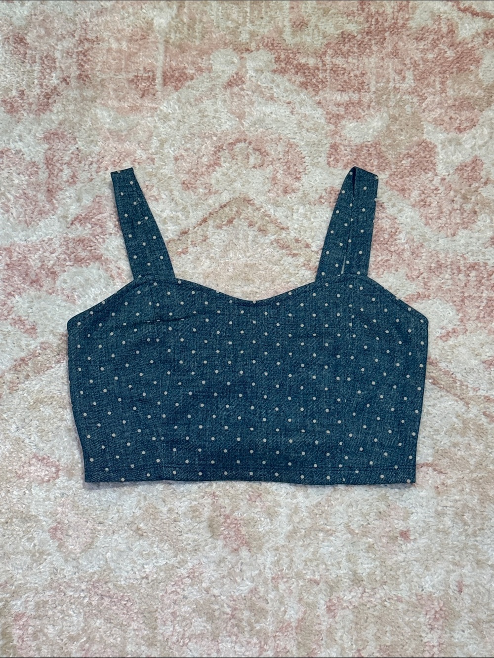 Soprano x Nordstrom Crop Top Sz M - Blue/White Polka Dot Print